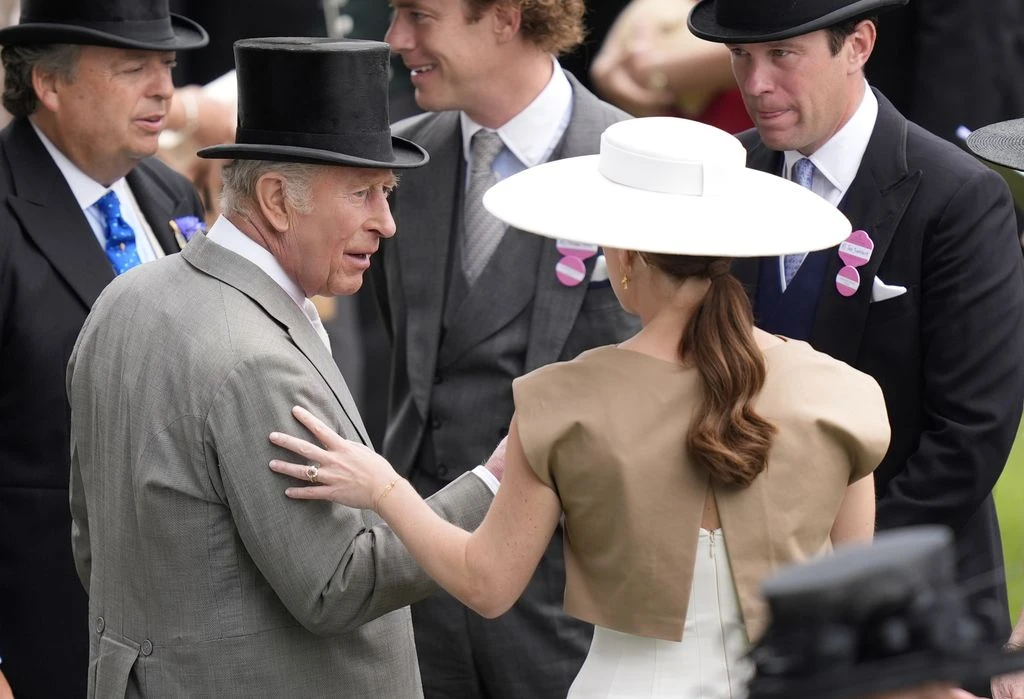Eugenie with King Charles at Royal Ascot